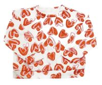 Bielo-červená mikina so srdiečkami Shein