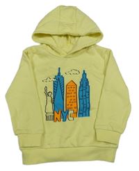 Žltá mikina s domečky a kapucňou Primark