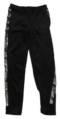 Čierne plyšové legíny s flitrovými pruhmi Y.F.K.