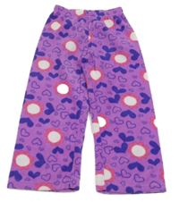 Fialovo-ružovo-biele kvetované fleecové tepláky Disney