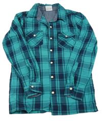 Světlemodro-tmavomodrá kockovaná košeľa Yigga