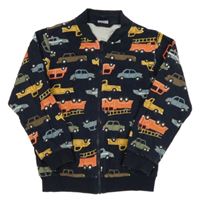 Tmavomodrá prepínaci mikina s autami Polarn O. Pyret