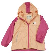 Růžovo-meruňková voděodolná zateplená bunda rackem a kapucí 