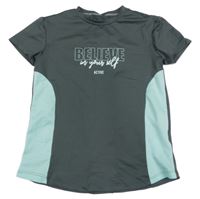 Antracitovo-svetlomodré športové tričko s nápisom Active touch