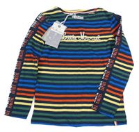 Nové - Tmavomodro-barevné pruhované triko s nápisy 