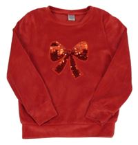 Červená plyšová mikina s mašlí z flitrů Little kids