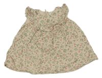 Světlerůžovo-khaki kvetované ľahké šaty Dunnes