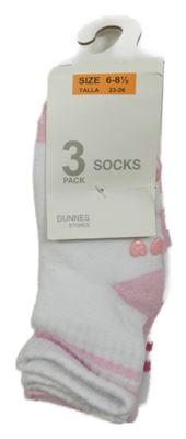 Nové - 3set - 3x Bílo-růžové protiskluzové ponožky Dunnes vel. 23-26