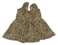 Béžovo-černo-hnědé šaty s leopardím vzorem a volánkem Next