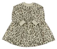 Béžovo-hnedé teplákové šaty s leopardím vzorom M&S