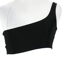 Dámský černý asymetrický crop top PrettyLittle Thing