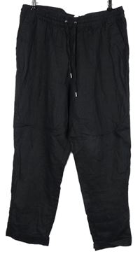 Dámské černé lněné kalhoty H&M