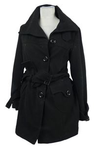 Dámský černý vlněný kabát s páskem Be Present 