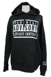 Pánska čierna mikina s nápismi a kapucňou Primark