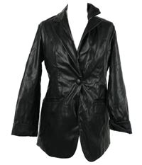 Dámský černý koženkový kabát Primark 