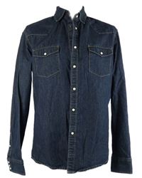 Pánska tmavomodrá rifľová košeľa Esprit