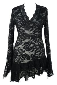 Dámska čierna čipková šatová tunika Shein