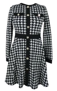 Dámske čierno-biele vzorované šaty s gombíky Shein