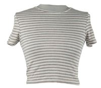 Dámske sivo-ružovo-biele pruhované rebrované crop tričko Primark