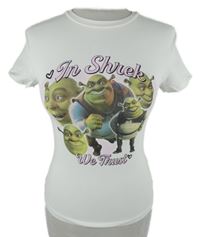 Dámske biele crop tričko so Shrekem Bershka