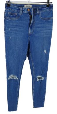 Dámske modré skinny rifle s vyšúchaním New Look