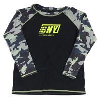 Černo-army UV tričko s nápisom