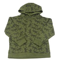 Khaki mikina s dinosaury a kapucí Primark
