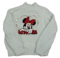 Světlemodrý chlupatý svetr s Minnie Disney