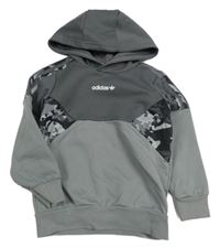 Šedo-army mikina s logem a kapucí Adidas