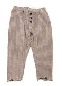 Svetloružové rebrované plyšové nohavice s gombíky Shein