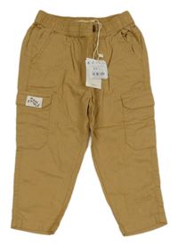 Nové - Béžové plátěné cargo kalhoty s nášivkou Sfera