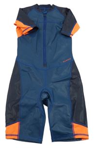 Tmavomodro-neonově oranžový neopren