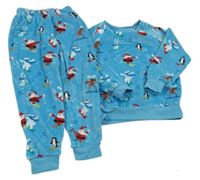 Modré plyšové pyžamo s obrázky Tu