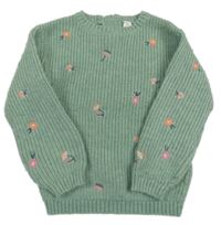 Zelený květinový svetr M&S