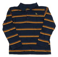 Tmavomodro-farebné pruhované polo tričko Urban rascals