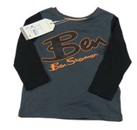 Nové - Sivo-čierne tričko s logom Ben Sherman