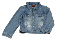 Svetlomodrá rifľová bunda s výšivkami