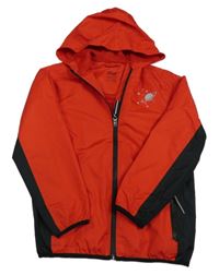 Červeno-čierna šušťáková jarná funkčná bunda s planetou a kapucňou Crivit