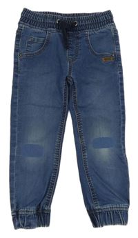 Modré teplákové cuff rifle s nášivkou topolino