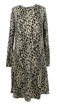 Béžovo-čierno-béžové vzorované pletené midi šaty George