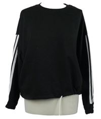 Nové - Dámská černá crop oversized mikina s proužky Adrom 