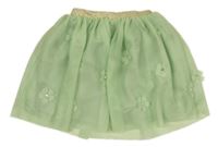 Zelená tylová sukňa s kvietkami H&M