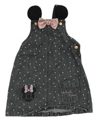 Šedé puntíkaté riflové laclové šaty s Minnie Disney