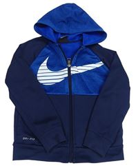 Modrá melírovano-tmavomodrá športová funkčná prepínaci mikina s kapucňou Nike