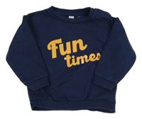 Tmavomodrá mikina s nápisom