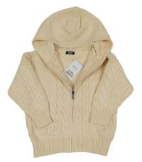 Nové - Vanilkový propínací svetr s kapucí Next