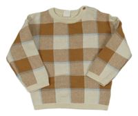 Béžovo-hnedý kockovaný sveter H&M