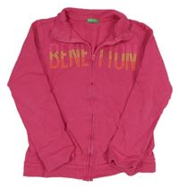 Růžová propínací mikina Benetton