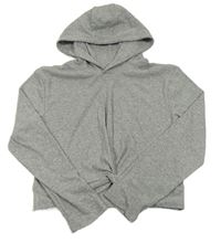 Sivá rebrovaná crop mikina s kapucňou M&Co.