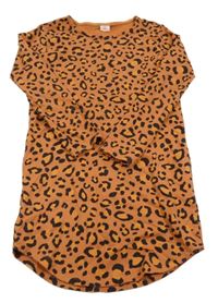 Tehlovo-čierne vzorované ľahké teplákové šaty Hema